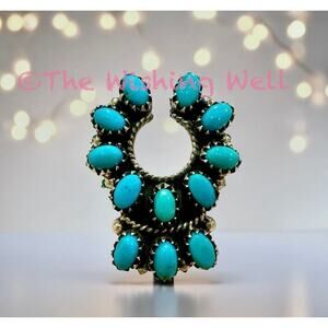 Bluish Green Turquoise Naja Kingman Sterling Ring Size 9